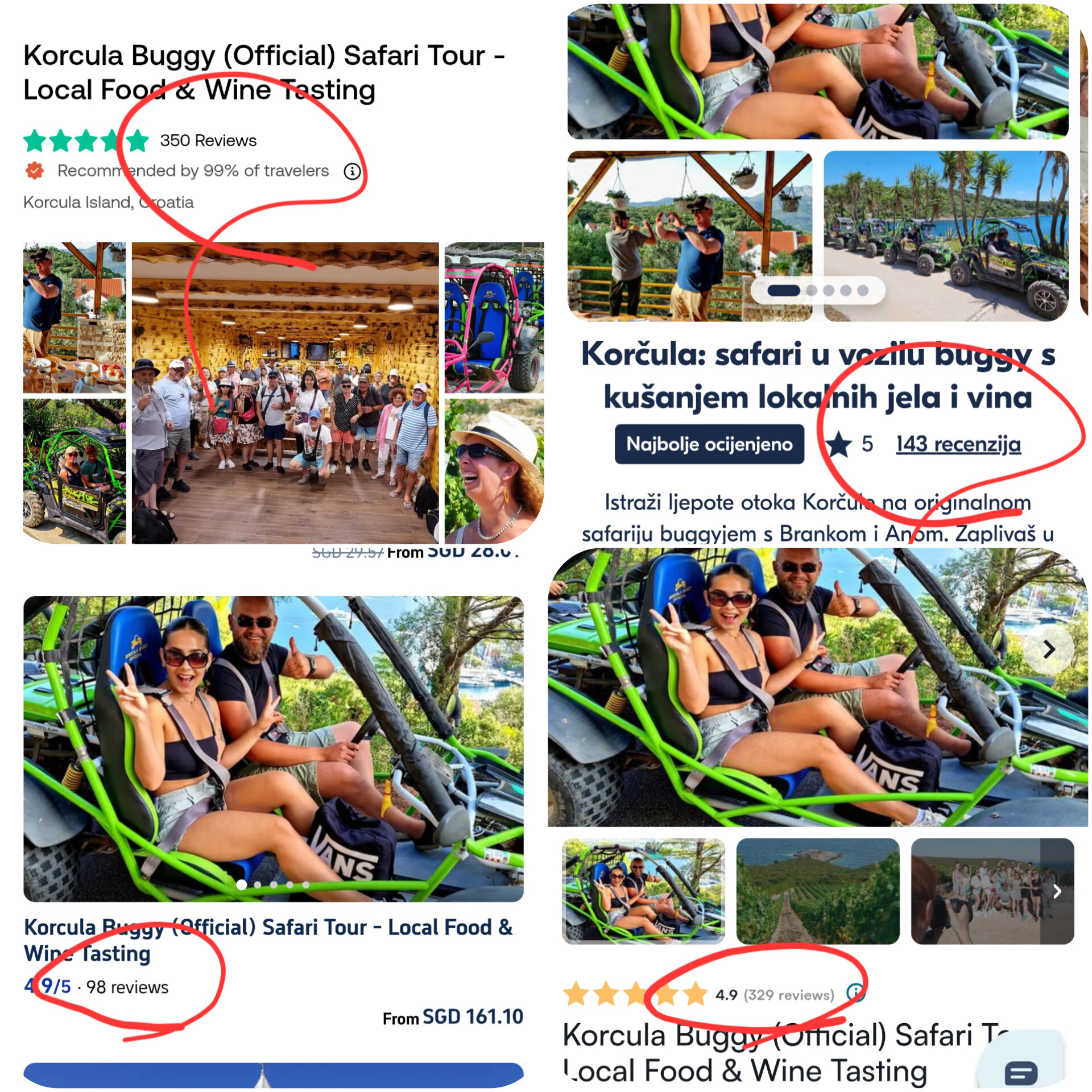 Verified 5-star reviews and ratings for Korcula Buggy Safari across top booking platforms in Žrnovska Banja.